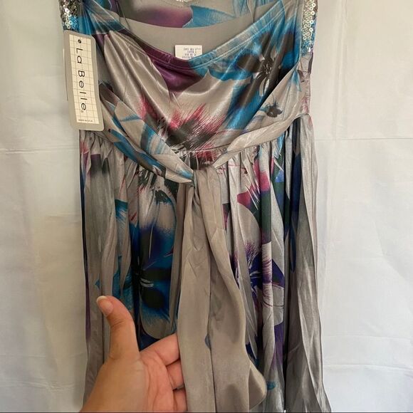 LA BELLE Womens Multicolored Silky Sequin Formal - Picture 9 of 11